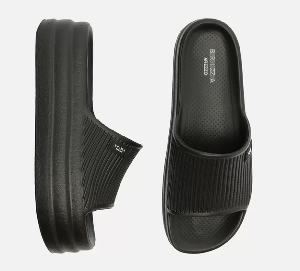 Chinelo Slide Feminino Arezzo Brizza Flatform Preto Shopping do