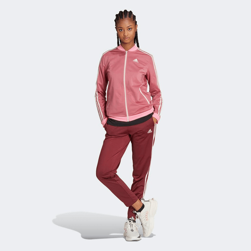 Conjunto Feminino Adidas Stripes Rosa e Bordô