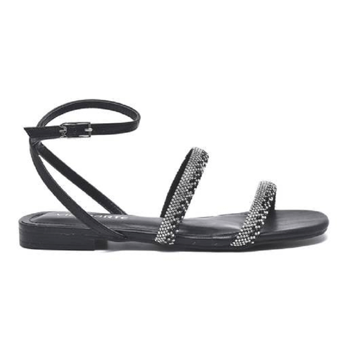 Rasteira Feminina Via Marte Preto Strass
