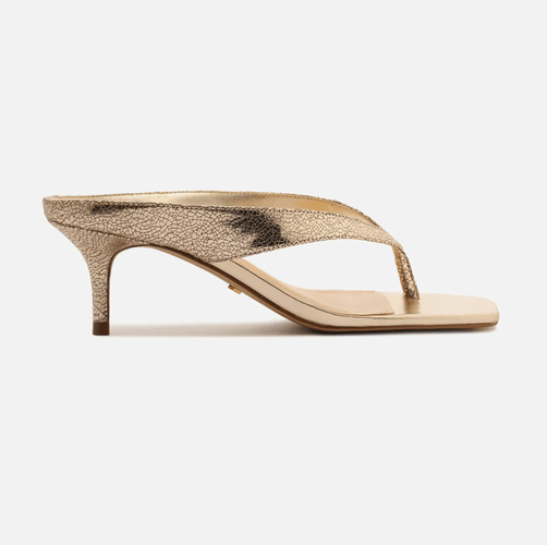 Sandália Feminina Arezzo Couro Dourado