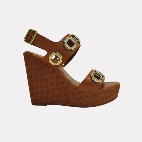 Sandália Feminina Debora Cholet Anabela Camel