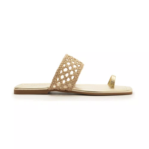 Sandália Feminina Rasteira Arezzo Ouro Light
