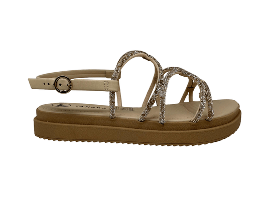 Sandalia Feminina Tanara Ouro Com Strass