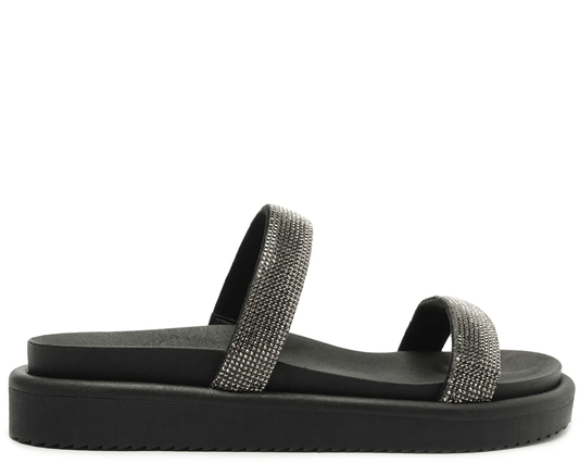 Sandália Papete Feminina Anacapri Strass Preto