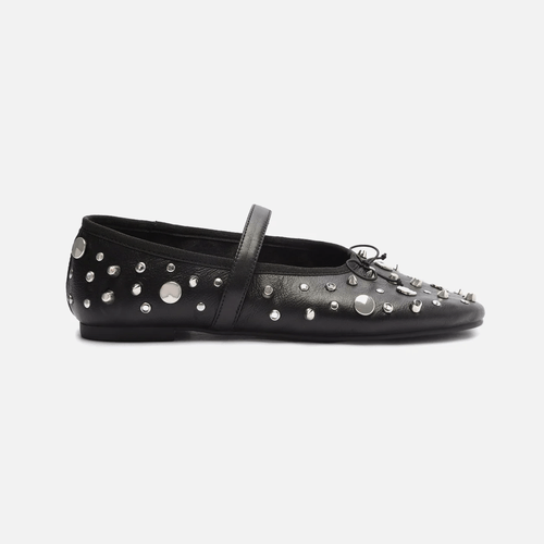 Sapatilha Feminina Arezzo Couro Tachas Preto