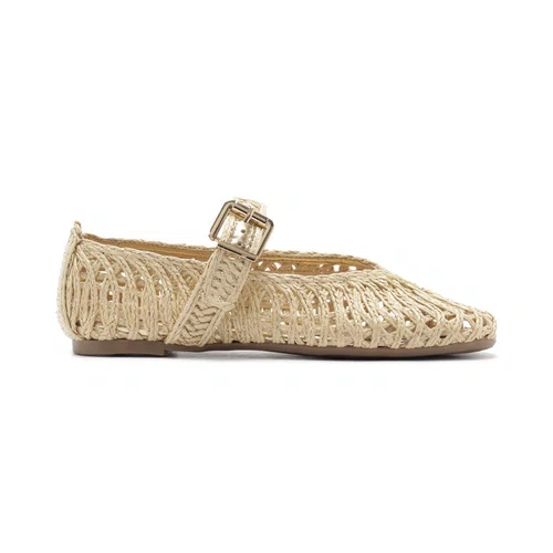 Sapatilha Feminina Arezzo Palha Vazada Natural Fivela