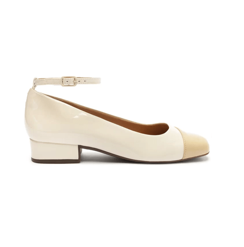 Sapato Boneca Anacapri Verniz Salto Bloco Off White