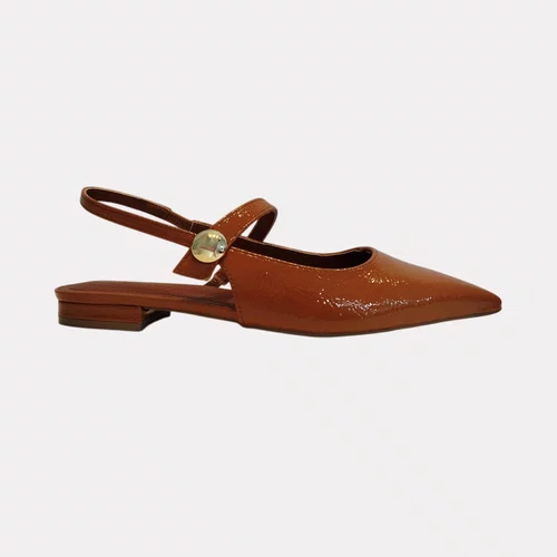 Sapato Feminino Via Marte Slingback Verniz Caramelo