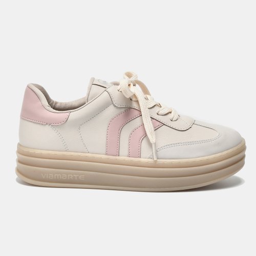 Tênis Feminino Via Marte Flatform Linho Rosa