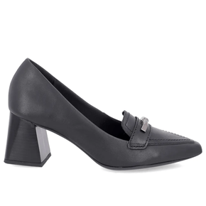 Sapato Scarpin Feminino Usaflex Couro Salto Bloco Casual Preto