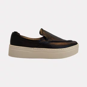 Tênis Slip On Feminino Lizi e Lizi Couro Preto