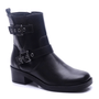 Bota Via Marte Salto Grosso Fivela Cano Curto Feminina Preto