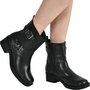 Bota Via Marte Salto Grosso Fivela Cano Curto Feminina Preto