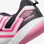 Chuteira Futsal Umbro Pro 5 Bump Branco Preto e Rosa 