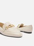 Mocassim Arezzo Couro Bridão Metal Textura Branco