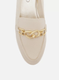 Mocassim Arezzo Couro Bridão Metal Textura Branco