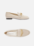 Mocassim Arezzo Couro Bridão Metal Textura Branco