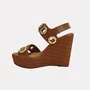 Sandália Feminina Debora Cholet Anabela Camel