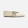 Sapatilha Feminina Arezzo Couro Fivela Off White