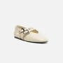 Sapatilha Feminina Arezzo Couro Fivela Off White