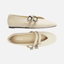 Sapatilha Feminina Arezzo Couro Fivela Off White