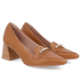 Sapato Scarpin Feminino Usaflex Couro Salto Bloco Casual Marrom