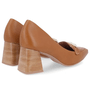 Sapato Scarpin Feminino Usaflex Couro Salto Bloco Casual Marrom