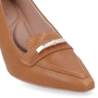 Sapato Scarpin Feminino Usaflex Couro Salto Bloco Casual Marrom