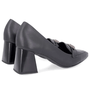 Sapato Scarpin Feminino Usaflex Couro Salto Bloco Casual Preto