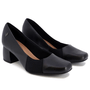 Scarpin Feminino Usaflex Couro Salto Bloco Preto